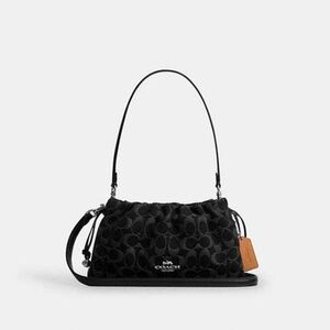 NEW Coach Faye Shoulder Bag In Black Signature Denim NWT